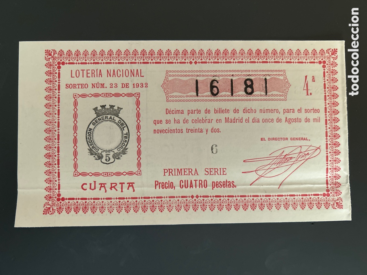 Cupones ONCE: Loteria A&ntilde;o 1932 Sorteo 23 - Foto 1