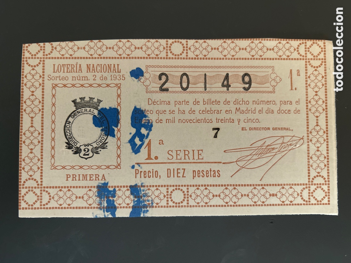 Cupones ONCE: Loteria A&ntilde;o 1935 Sorteo 2 - Foto 1