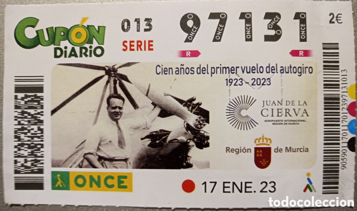 Billets ONCE: CUP&Oacute;N ONCE. CIEN A&Ntilde;OS DEL PRIMER VUELO DEL AUTOGIRO