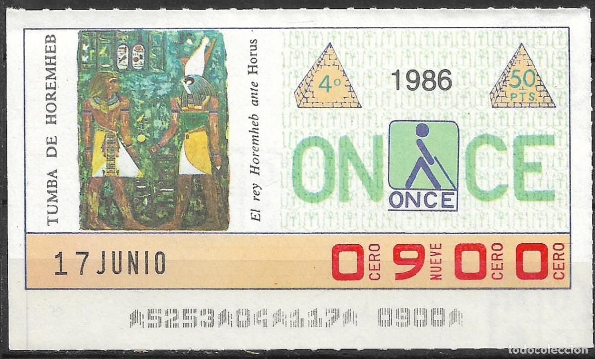 Cupones ONCE: ONCE,TESOROS DE EGIPTO,17/06/86. - Foto 1