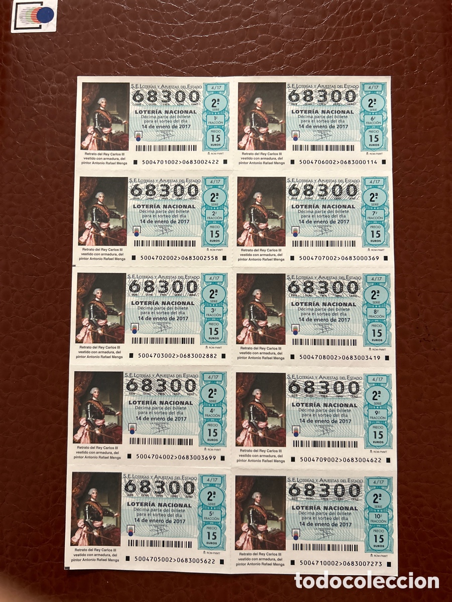 Cupones ONCE: Loteria A&ntilde;o 2017 Sorteo 4 Billete completo - Foto 1