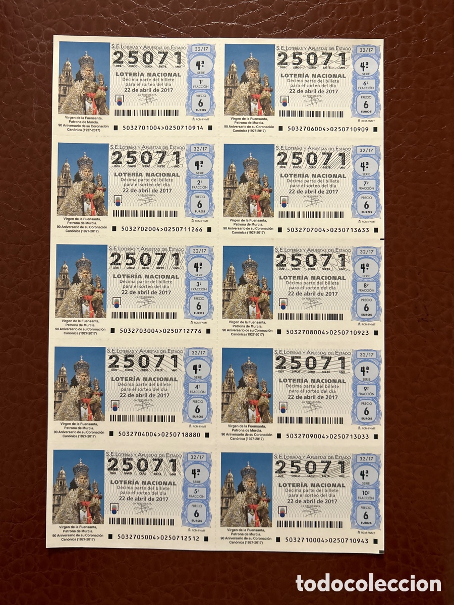Cupones ONCE: Loteria A&ntilde;o 2017 Sorteo 32 Billete completo - Foto 1