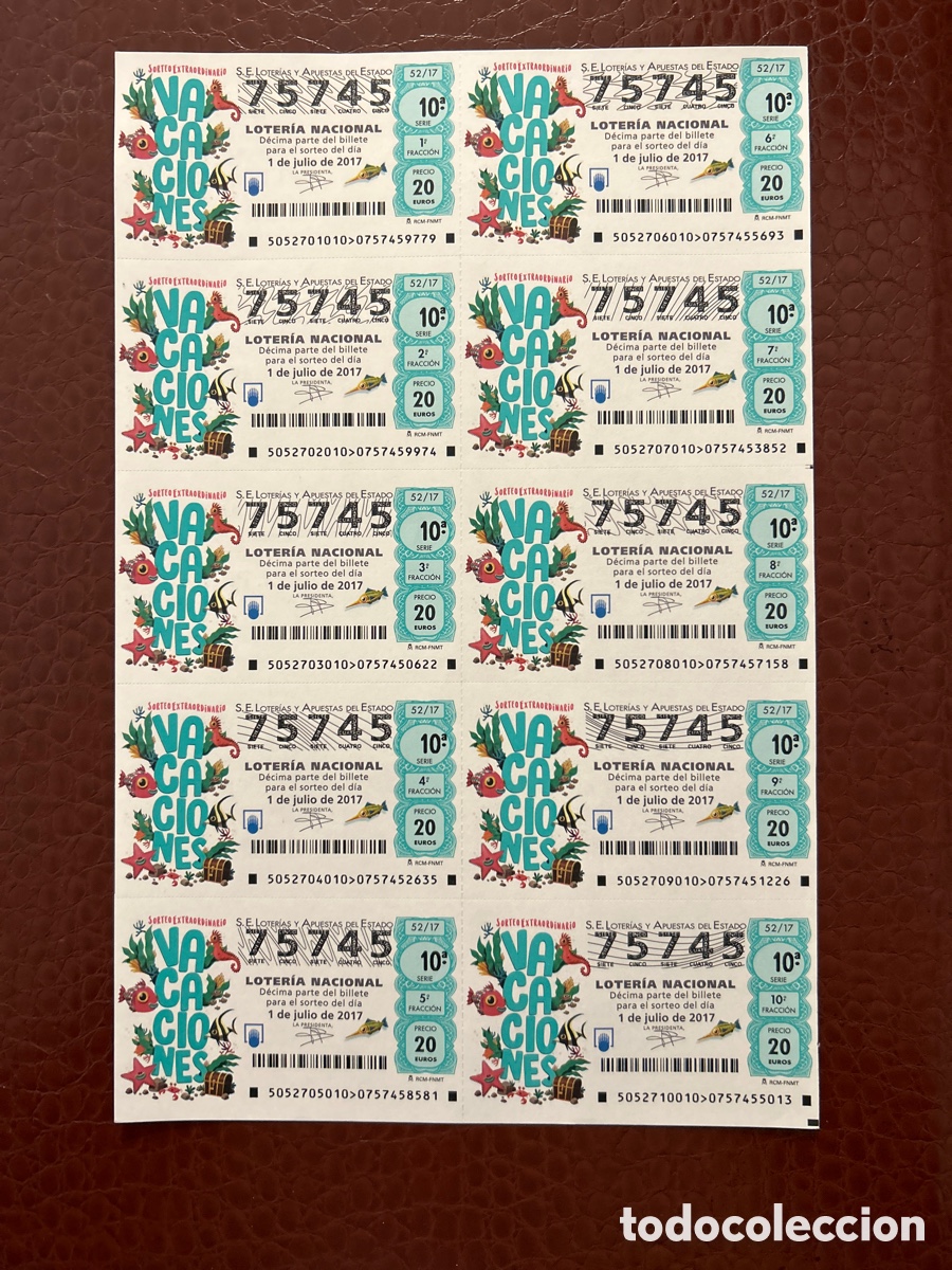 Cupones ONCE: Loteria A&ntilde;o 2017 Sorteo 52 Billete completo - Foto 1