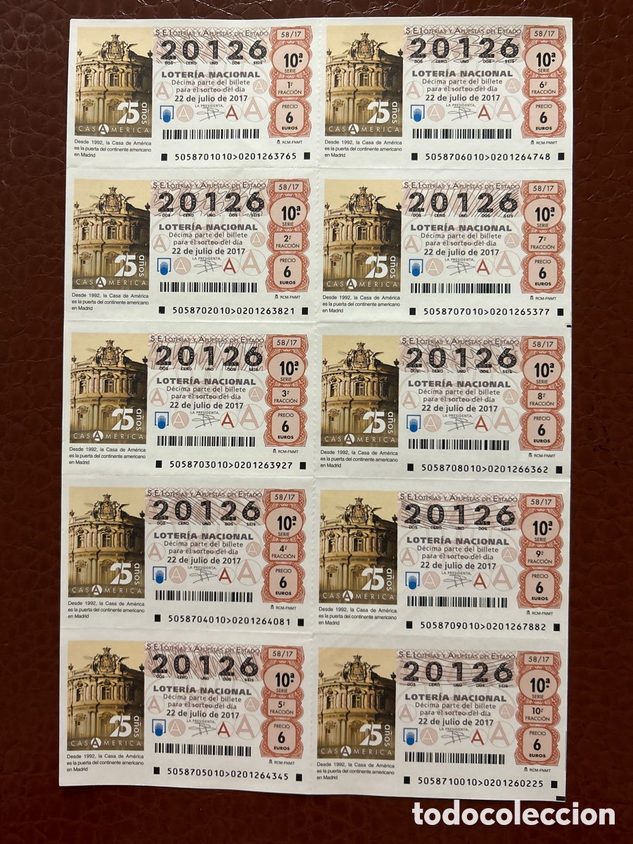 Cupones ONCE: Loteria A&ntilde;o 2017 Sorteo 58 Billete completo - Foto 1