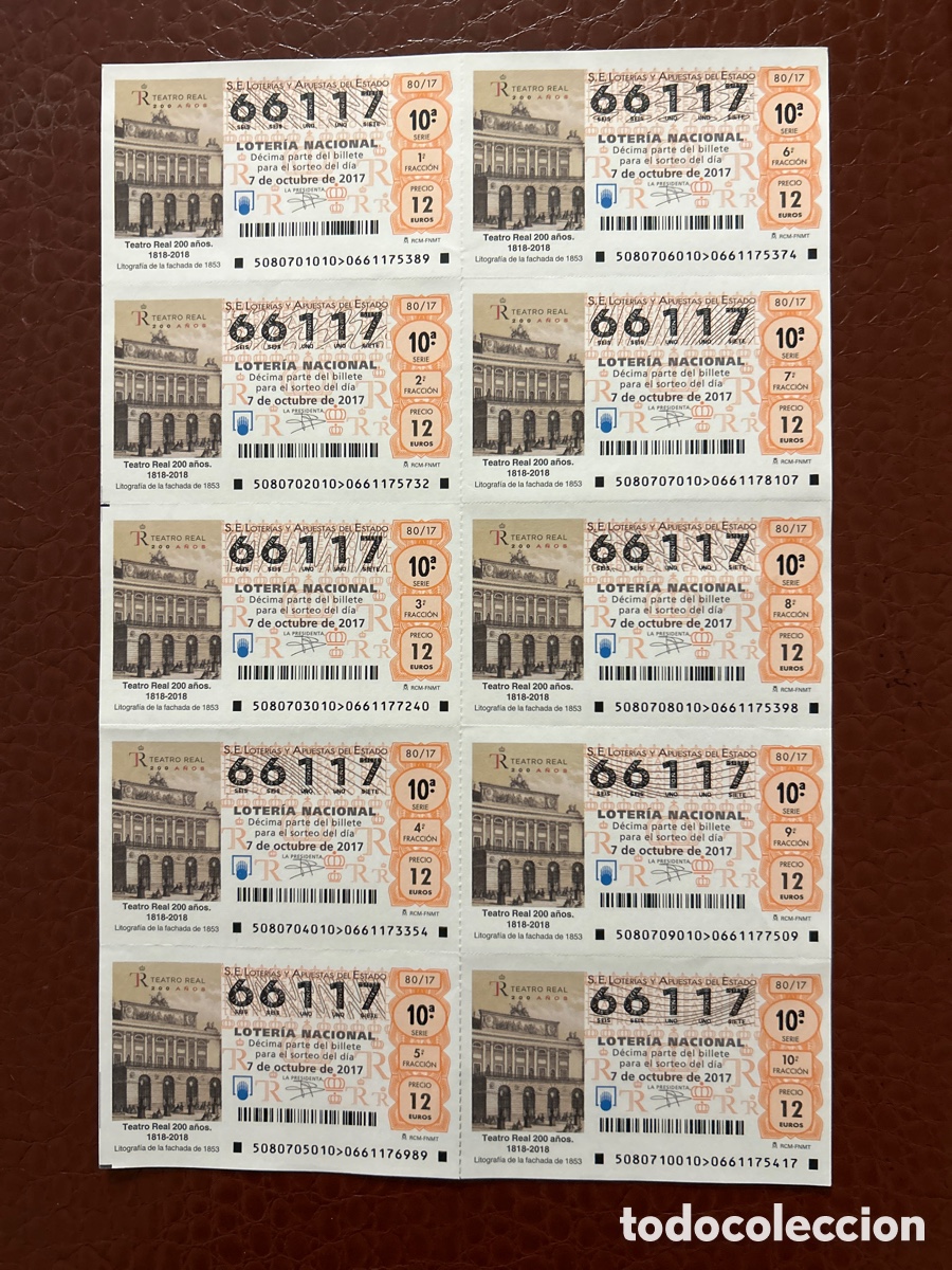Cupones ONCE: Loteria A&ntilde;o 2017 Sorteo 80 Billete completo - Foto 1