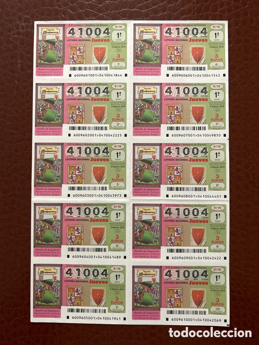 Cupones ONCE: Loteria A&ntilde;o 2016 Sorteo 9 Billete completo - Foto 1