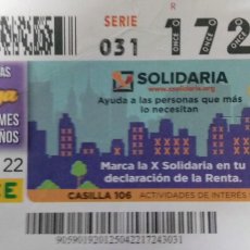 Cupones ONCE: 25 ABRIL 2022 X SOLIDARIA. Lote 401930999