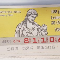 Cupones ONCE: COPON ONCE 30 OCTUBRE 1989. Lote 402517609