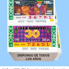 Cupones ONCE: 1994 - CUPONES DE LA ONCE / AÑO COMPLETO INCLUIDO LOS SORTEOS ESPECIALES / BUENA CALIDAD. Lote 403233064