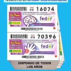 Cupones ONCE: 2019 - CUPONES DE LA ONCE / AÑO COMPLETO INCLUIDO LOS SORTEOS ESPECIALES / BUENA CALIDAD. Lote 403233494