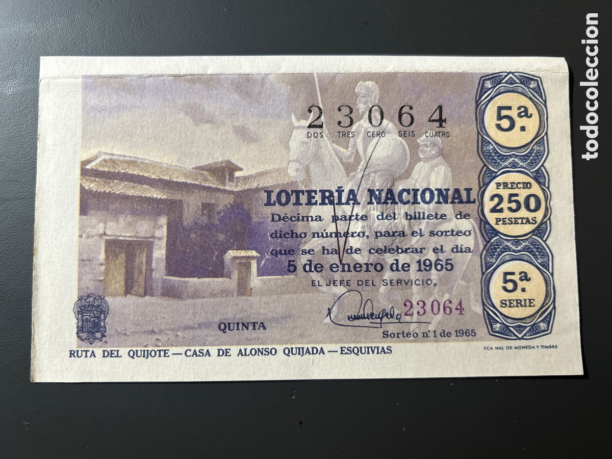 Cupones ONCE: Loteria A&ntilde;o 1965 Sorteo 1 - Foto 1