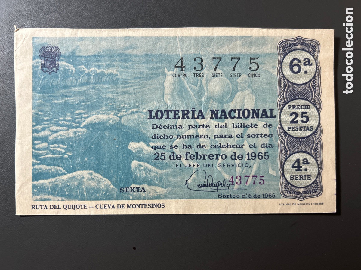 Cupones ONCE: Loteria A&ntilde;o 1965 Sorteo 6 - Foto 1