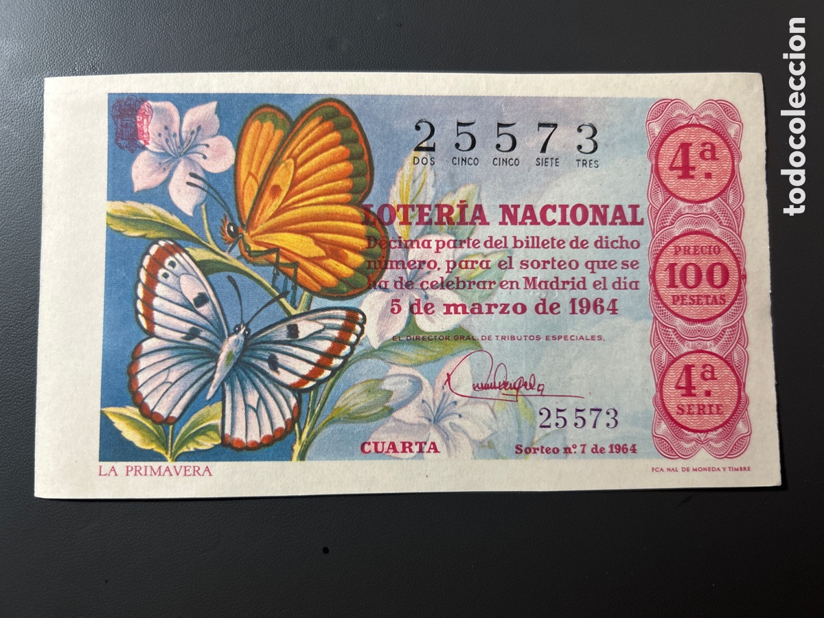 Cupones ONCE: Loteria A&ntilde;o 1964 Sorteo 7 - Foto 1