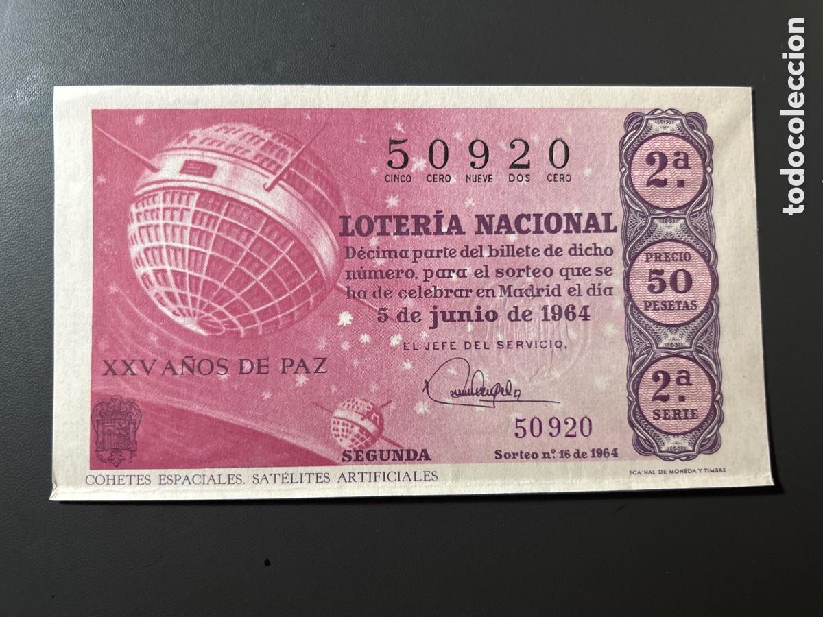 Cupones ONCE: Loteria A&ntilde;o 1964 Sorteo 16 - Foto 1