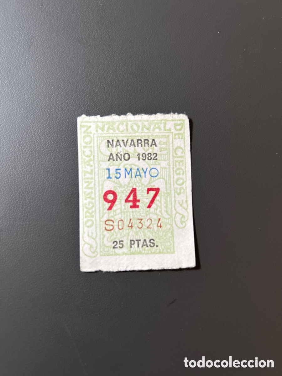 Bilhetes ONCE: Loteria Cupon once A&ntilde;o 1982 Navarra 15 Mayo