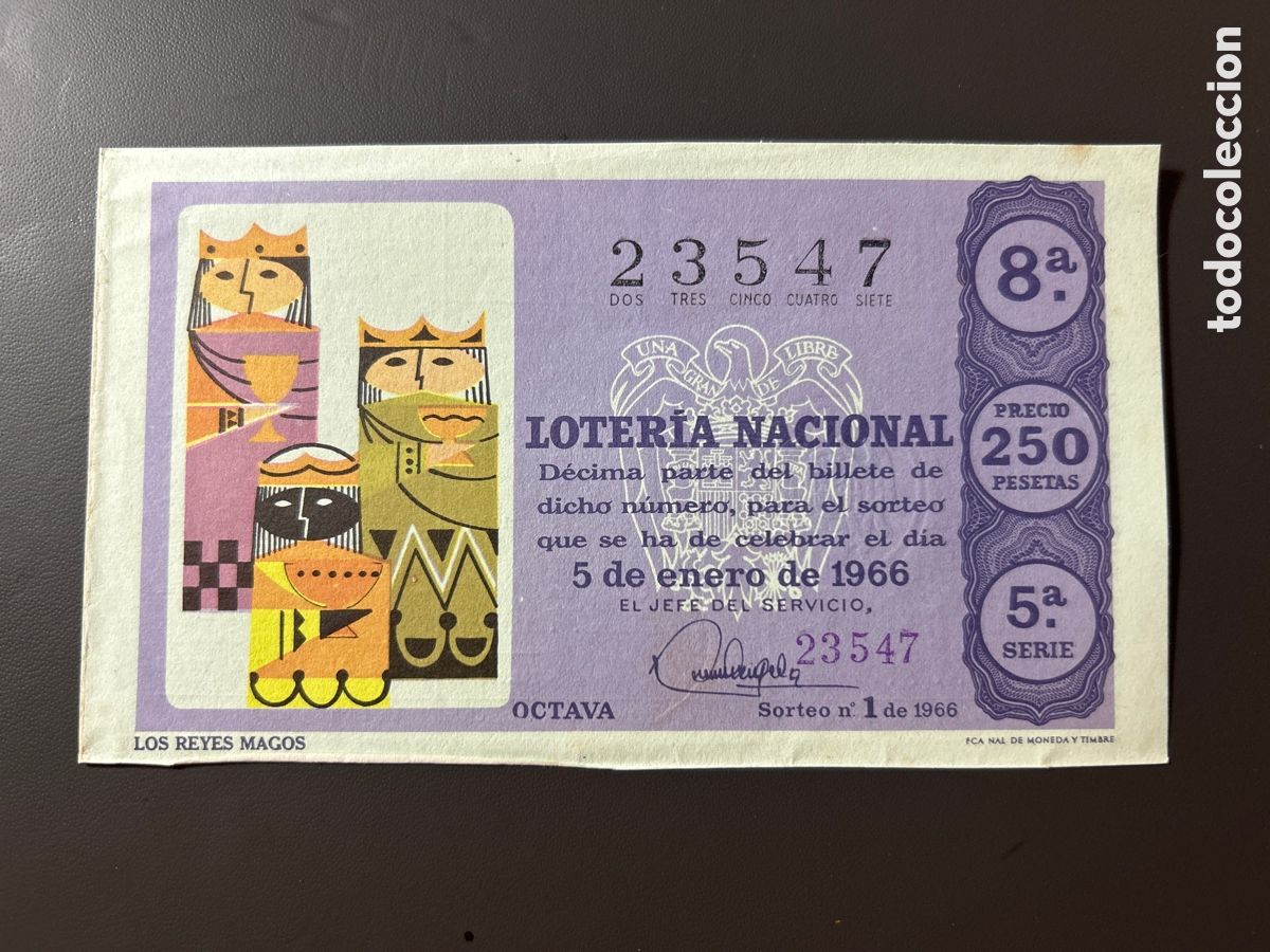 Cupones ONCE: Loteria A&ntilde;o 1966 Sorteo 1