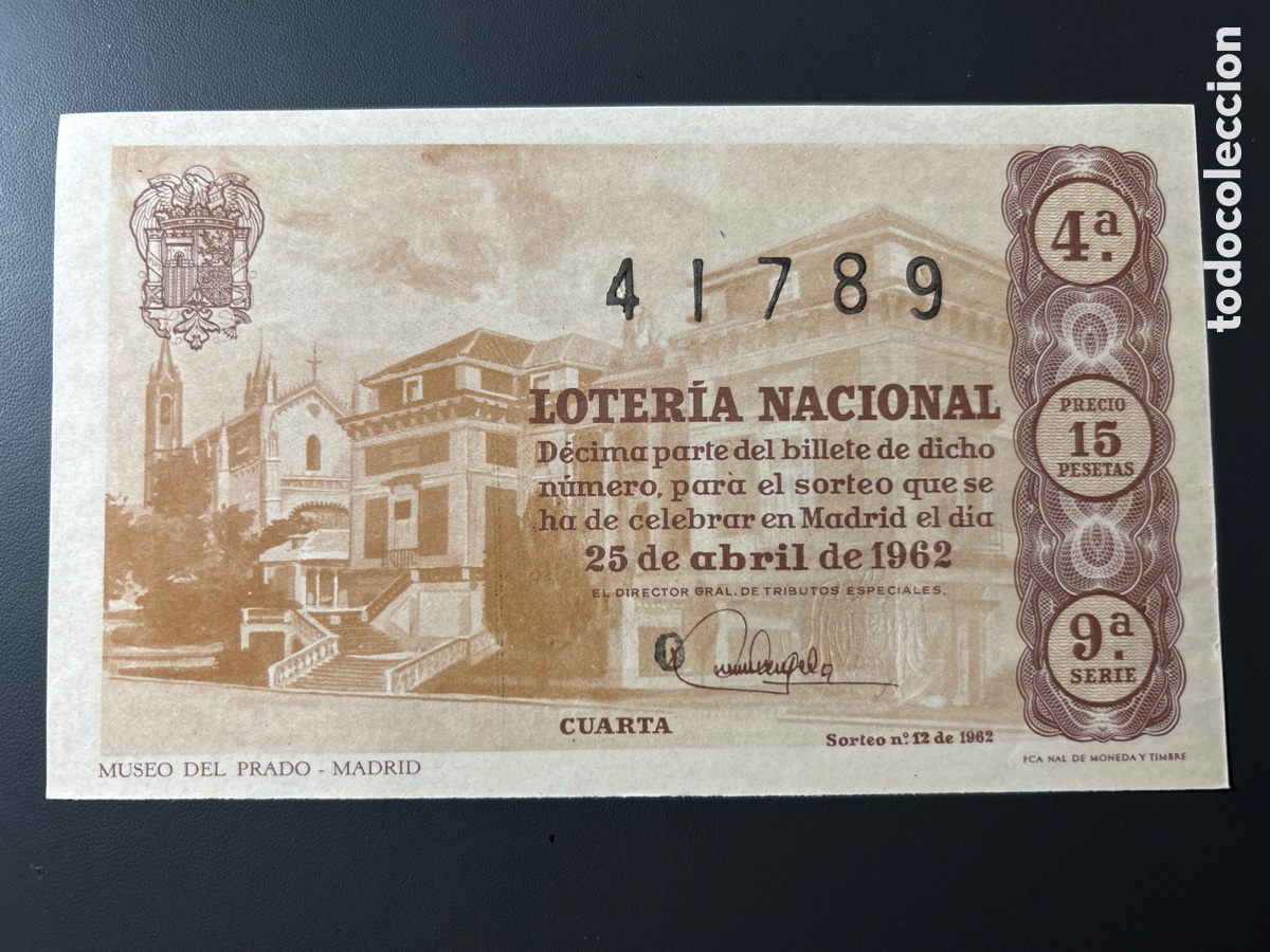 Cupones ONCE: Loteria A&ntilde;o 1962 Sorteo 12 - Foto 1