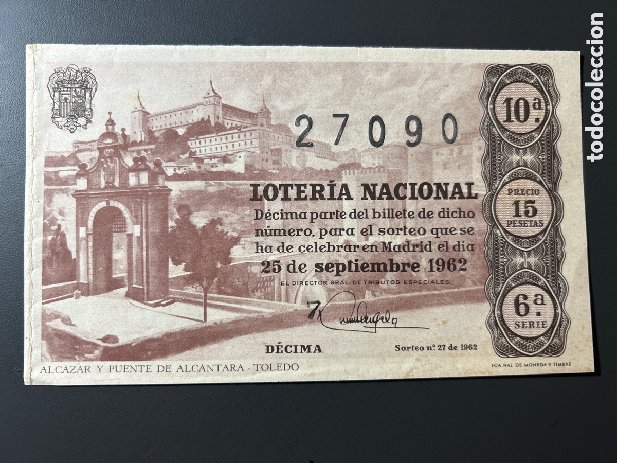 Cupones ONCE: Loteria A&ntilde;o 1962 Sorteo 27 - Foto 1
