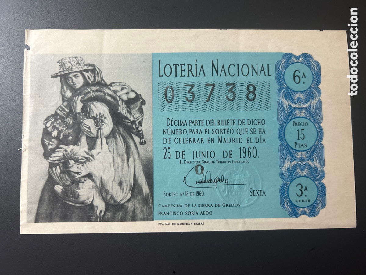 Cupones ONCE: Loteria A&ntilde;o 1960 Sorteo 18 - Foto 1