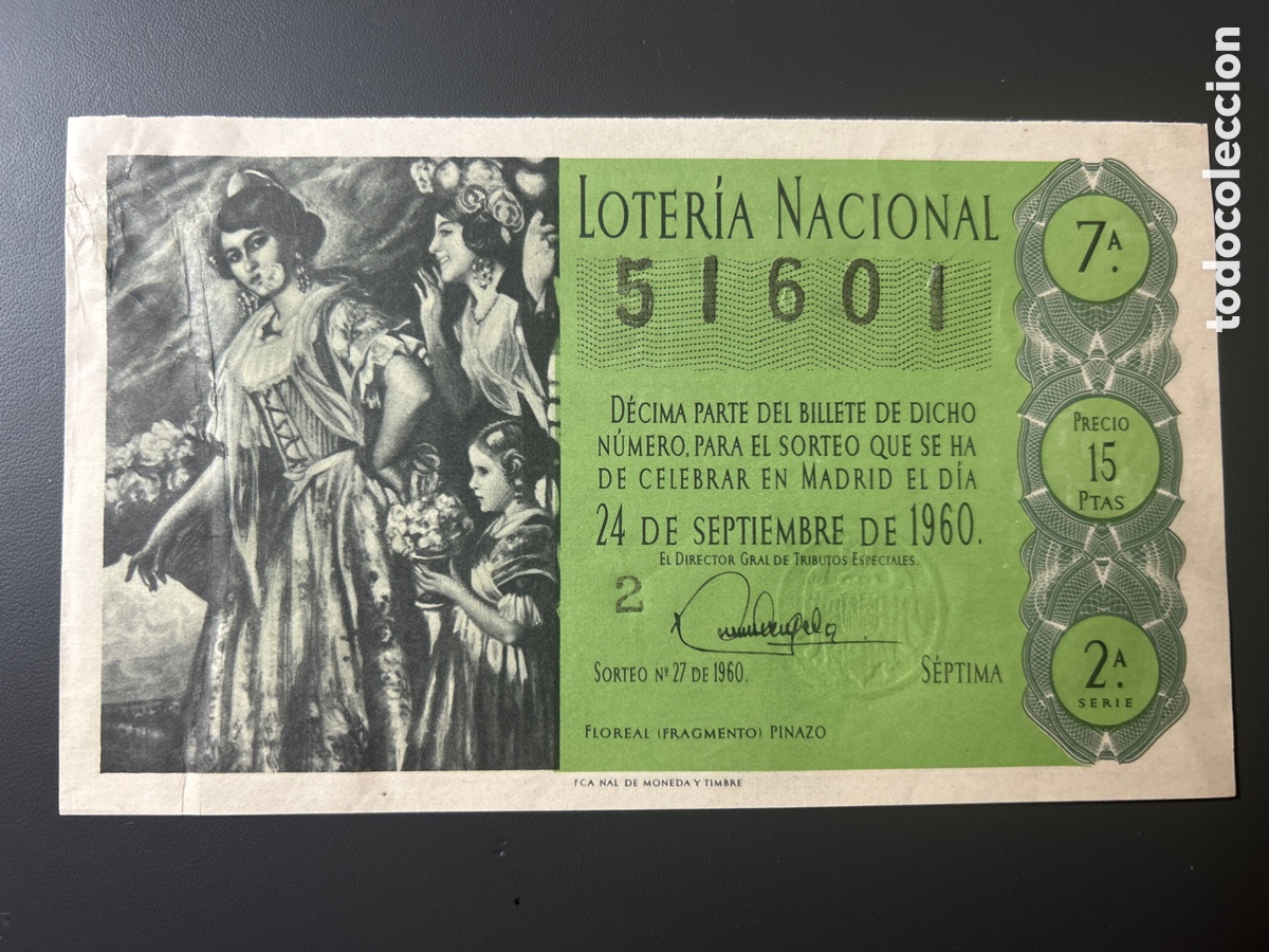 Cupones ONCE: Loteria A&ntilde;o 1960 Sorteo 27 - Foto 1