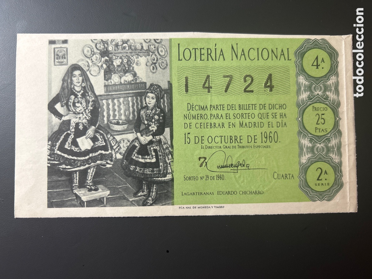 Cupones ONCE: Loteria A&ntilde;o 1960 Sorteo 29 - Foto 1