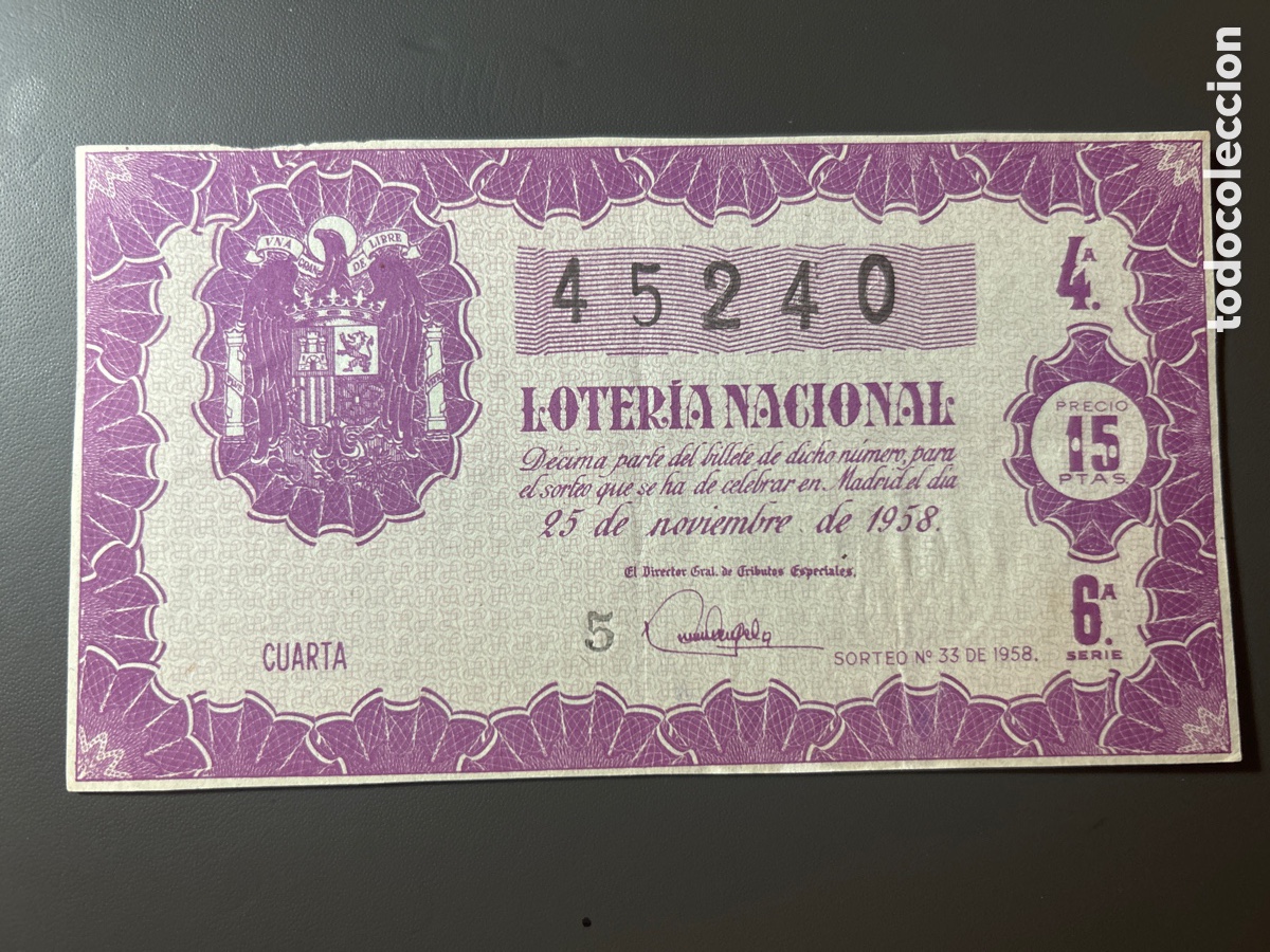 Cupones ONCE: Loteria A&ntilde;o 1958 Sorteo 33 - Foto 1
