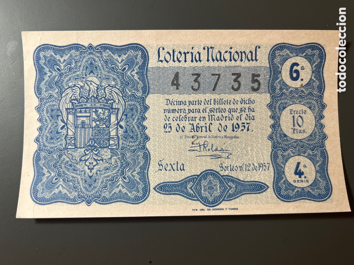 Cupones ONCE: Loteria A&ntilde;o 1957 Sorteo 12 - Foto 1
