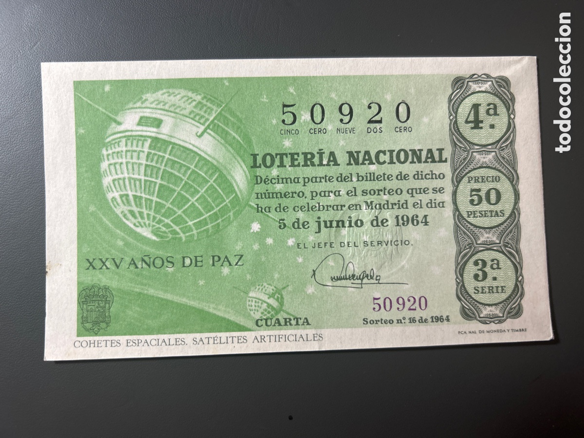 Cupones ONCE: Loteria A&ntilde;o 1964 Sorteo 16 - Foto 1