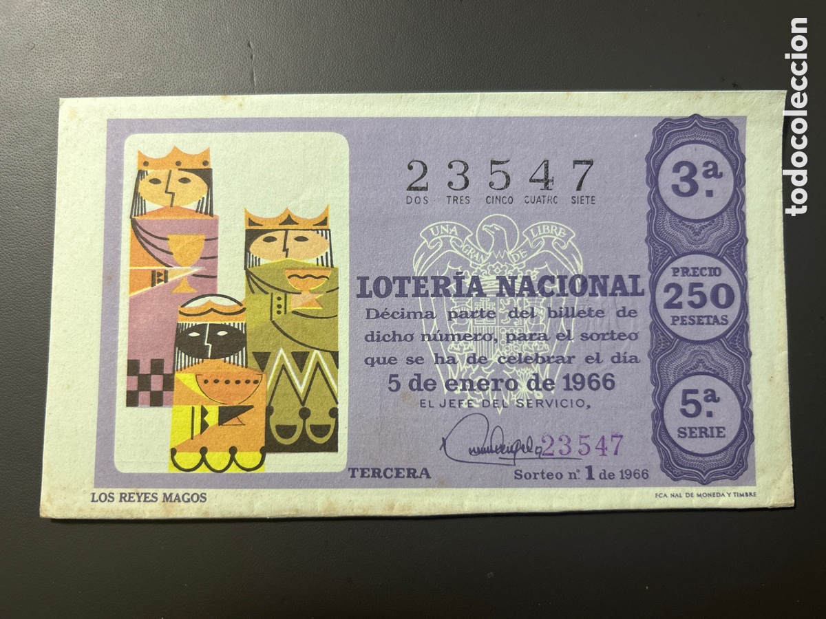 Cupones ONCE: Loteria A&ntilde;o 1966 Sorteo 1 - Foto 1