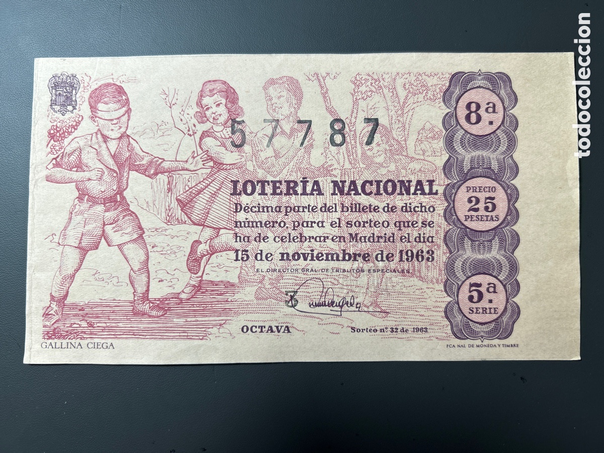 Cupones ONCE: Loteria A&ntilde;o 1963 Sorteo 32 - Foto 1