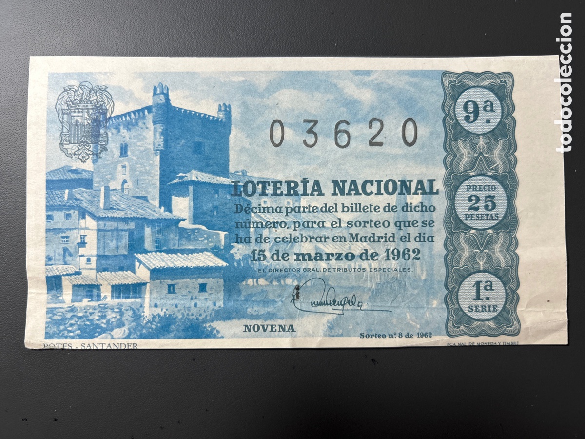 Cupones ONCE: Loteria A&ntilde;o 1962 Sorteo 8 - Foto 1