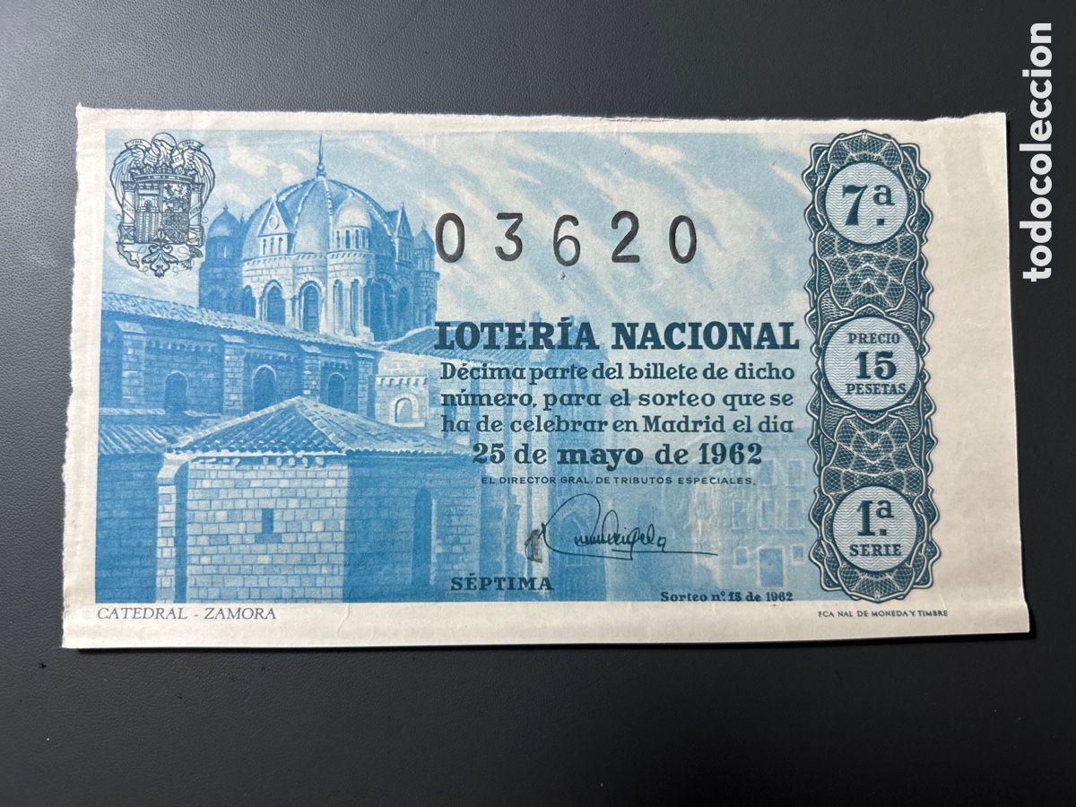 Cupones ONCE: Loteria A&ntilde;o 1962 Sorteo 15 - Foto 1