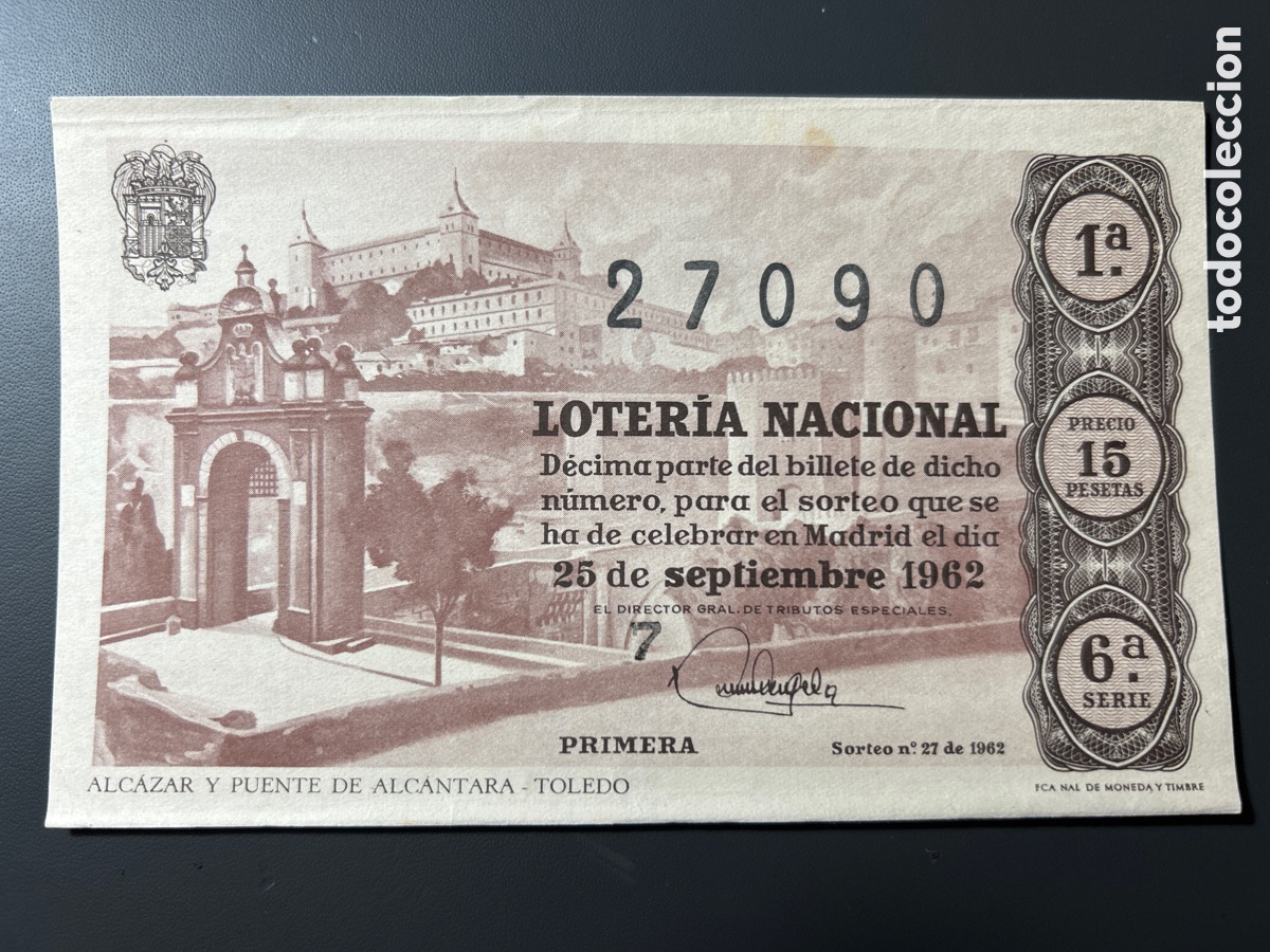 Cupones ONCE: Loteria A&ntilde;o 1962 Sorteo 27 - Foto 1