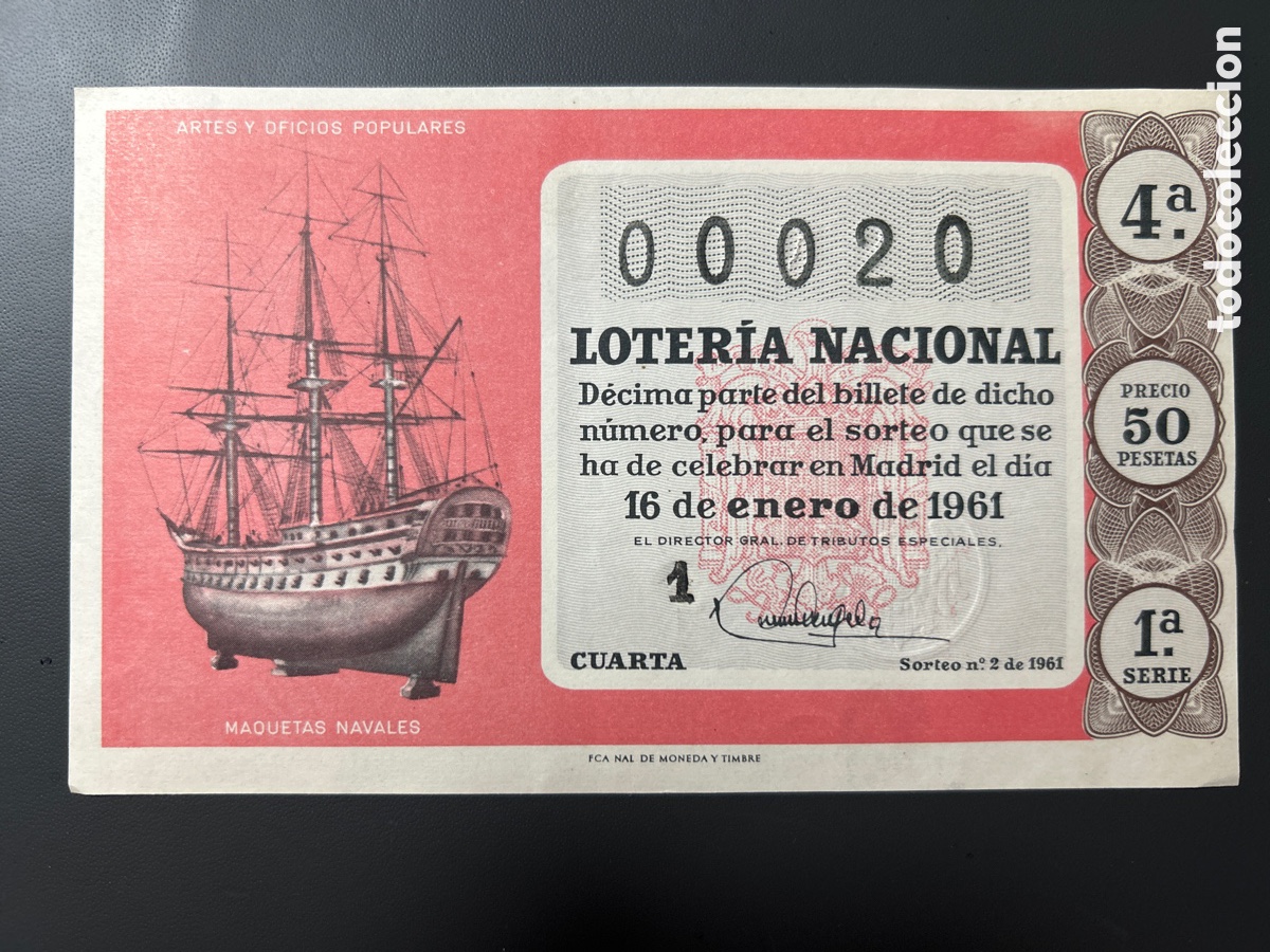 Cupones ONCE: Loteria A&ntilde;o 1961 Sorteo 2 - Foto 1