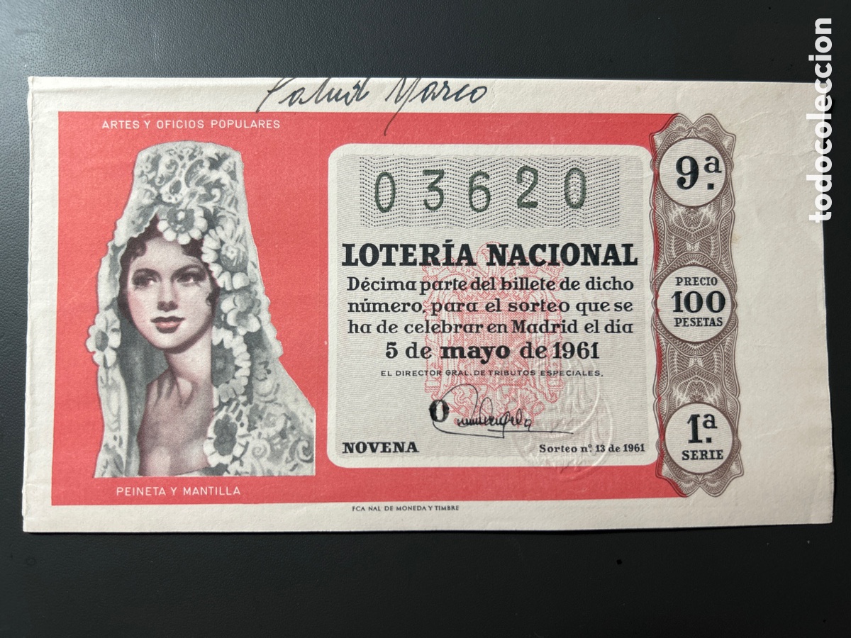 Cupones ONCE: Loteria A&ntilde;o 1961 Sorteo 13 - Foto 1