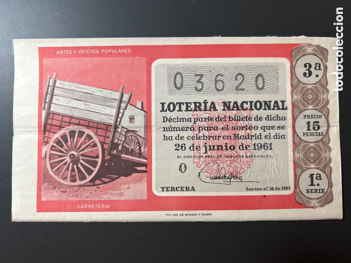 Cupones ONCE: Loteria A&ntilde;o 1961 Sorteo 18 - Foto 1