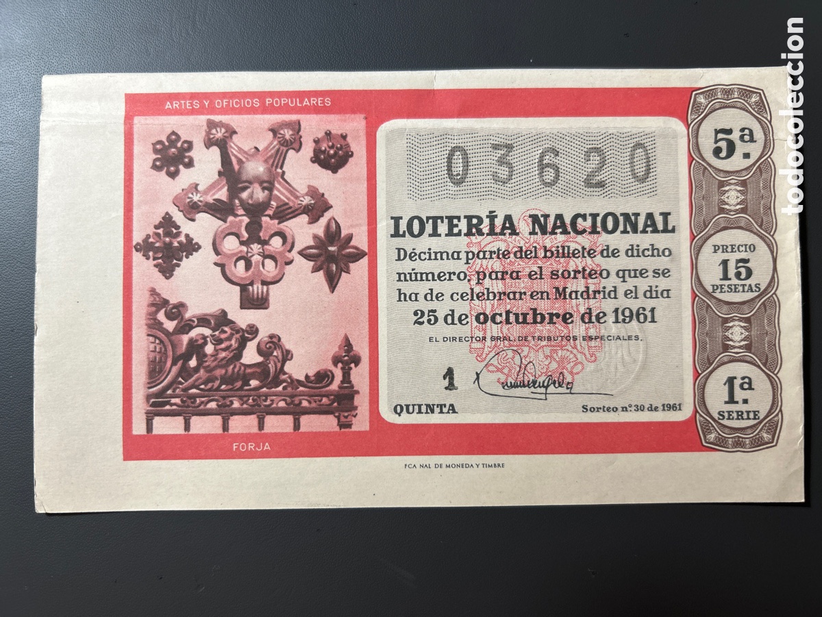 Cupones ONCE: Loteria A&ntilde;o 1961 Sorteo 30 - Foto 1