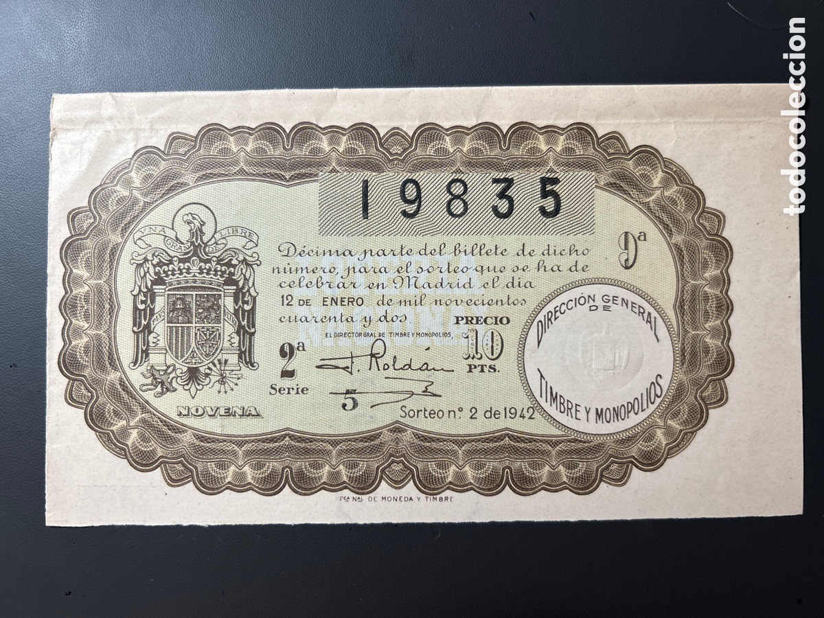 Cupones ONCE: Loteria A&ntilde;o 1942 Sorteo 2 - Foto 1
