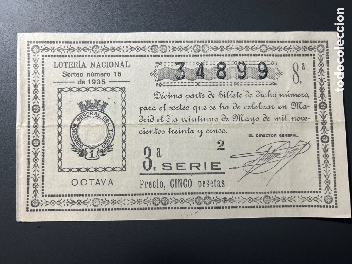 Cupones ONCE: Loteria A&ntilde;o 1935 Sorteo 15 - Foto 1