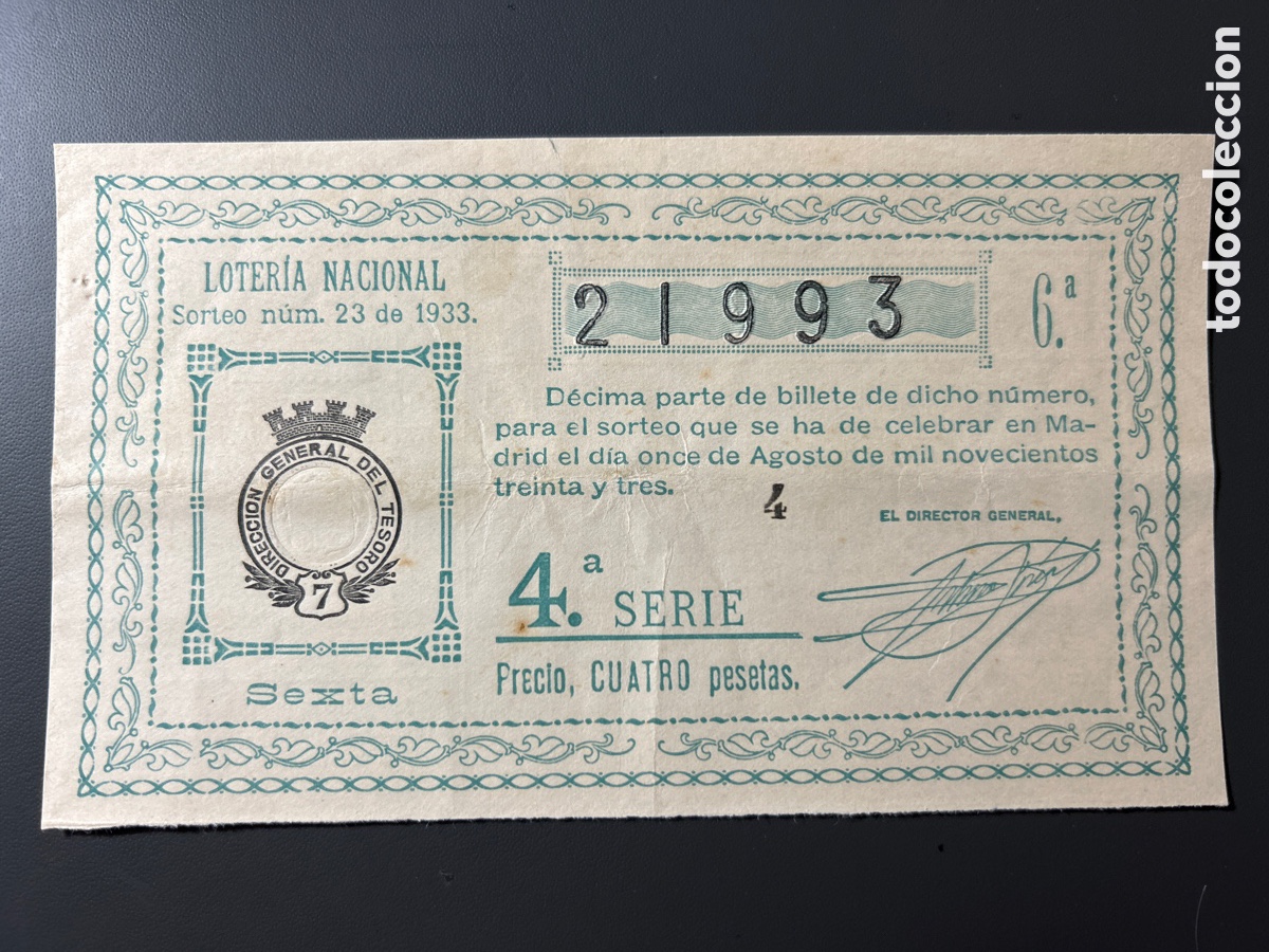Cupones ONCE: Loteria A&ntilde;o 1933 Sorteo 23 - Foto 1