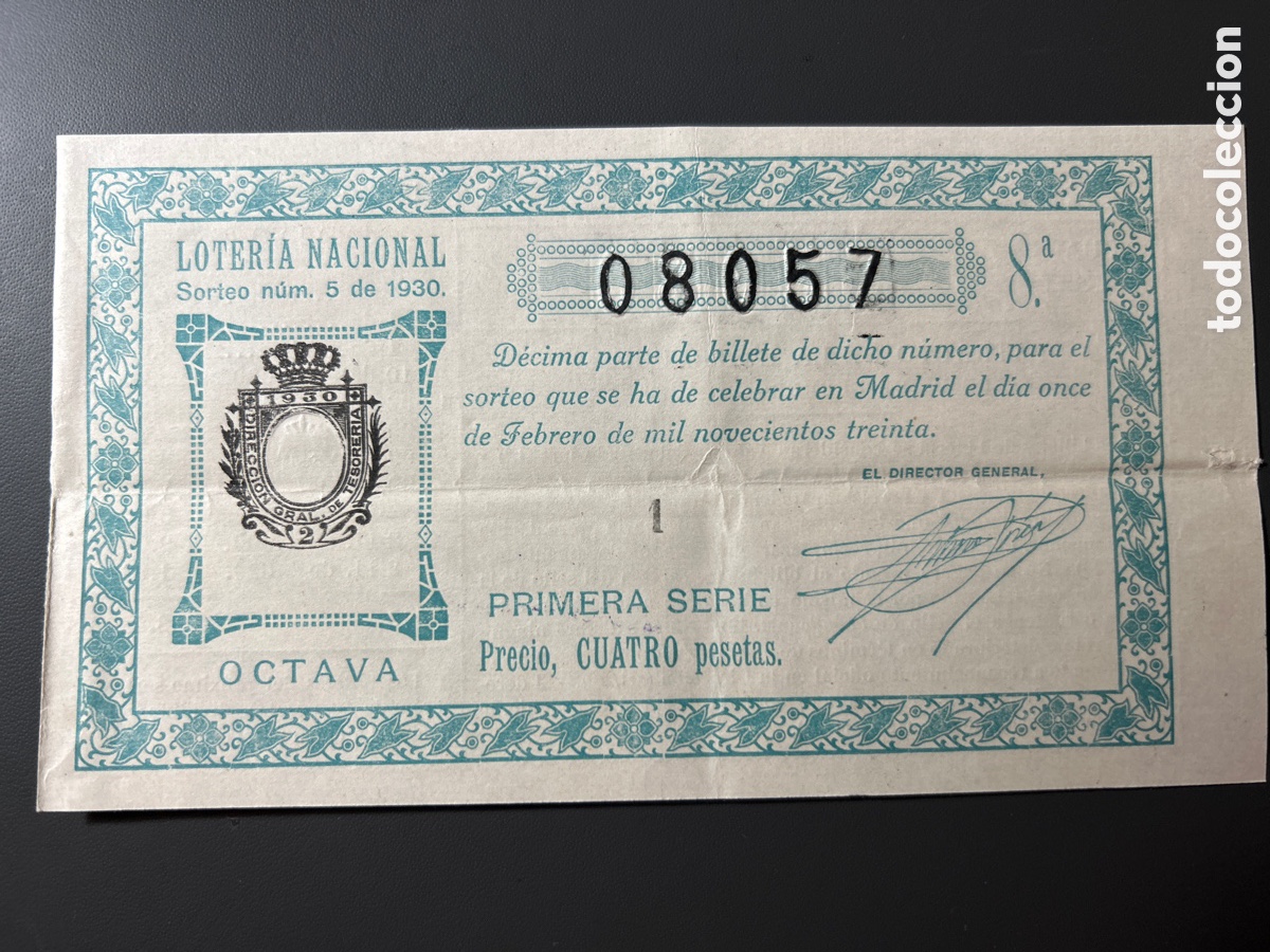 Cupones ONCE: Loteria A&ntilde;o 1930 Sorteo 5 - Foto 1