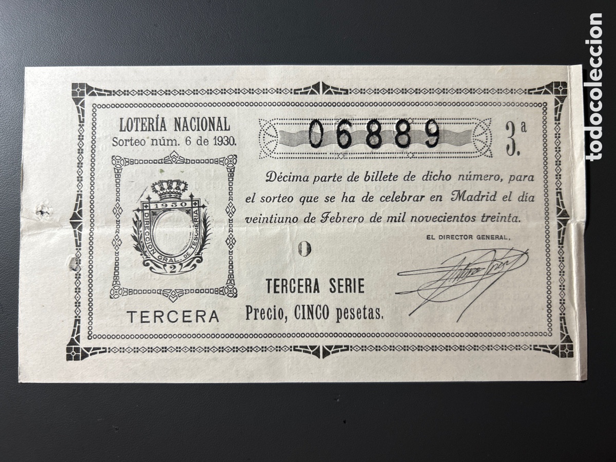 Cupones ONCE: Loteria A&ntilde;o 1930 Sorteo 6 - Foto 1