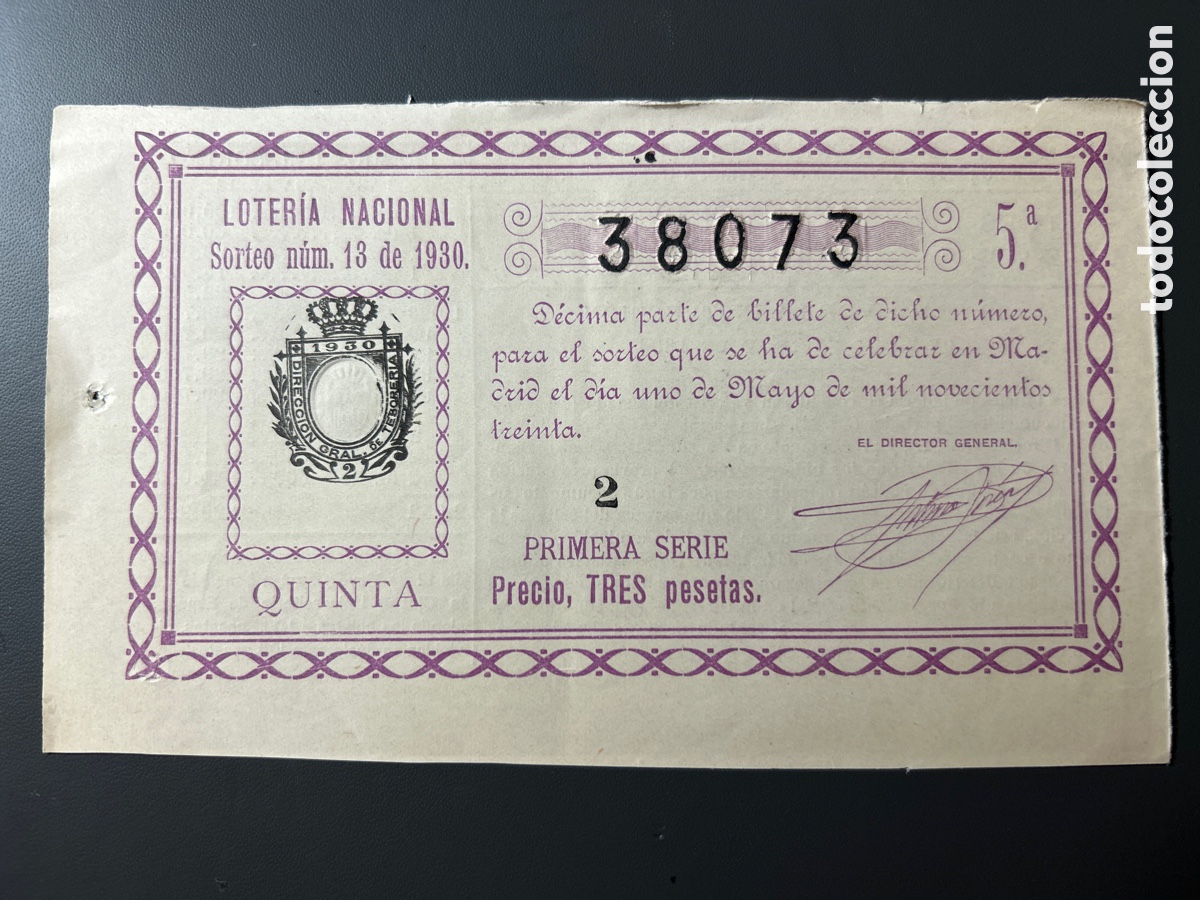 Cupones ONCE: Loteria A&ntilde;o 1930 Sorteo 13 - Foto 1