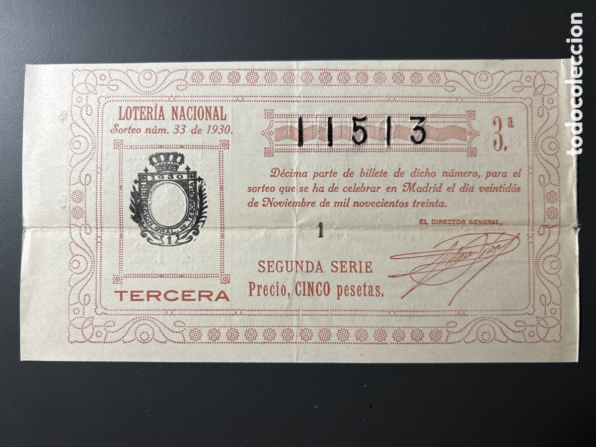 Cupones ONCE: Loteria A&ntilde;o 1930 Sorteo 33 - Foto 1