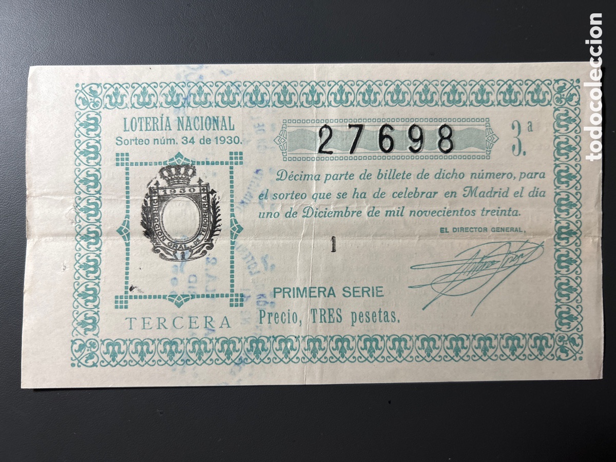 Cupones ONCE: Loteria A&ntilde;o 1930 Sorteo 34 - Foto 1