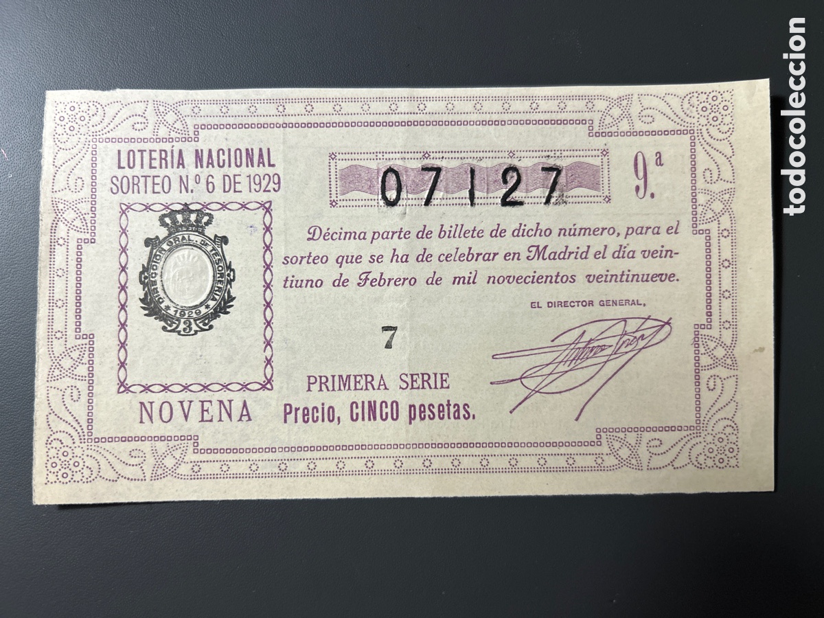 Cupones ONCE: Loteria A&ntilde;o 1929 Sorteo 6 - Foto 1