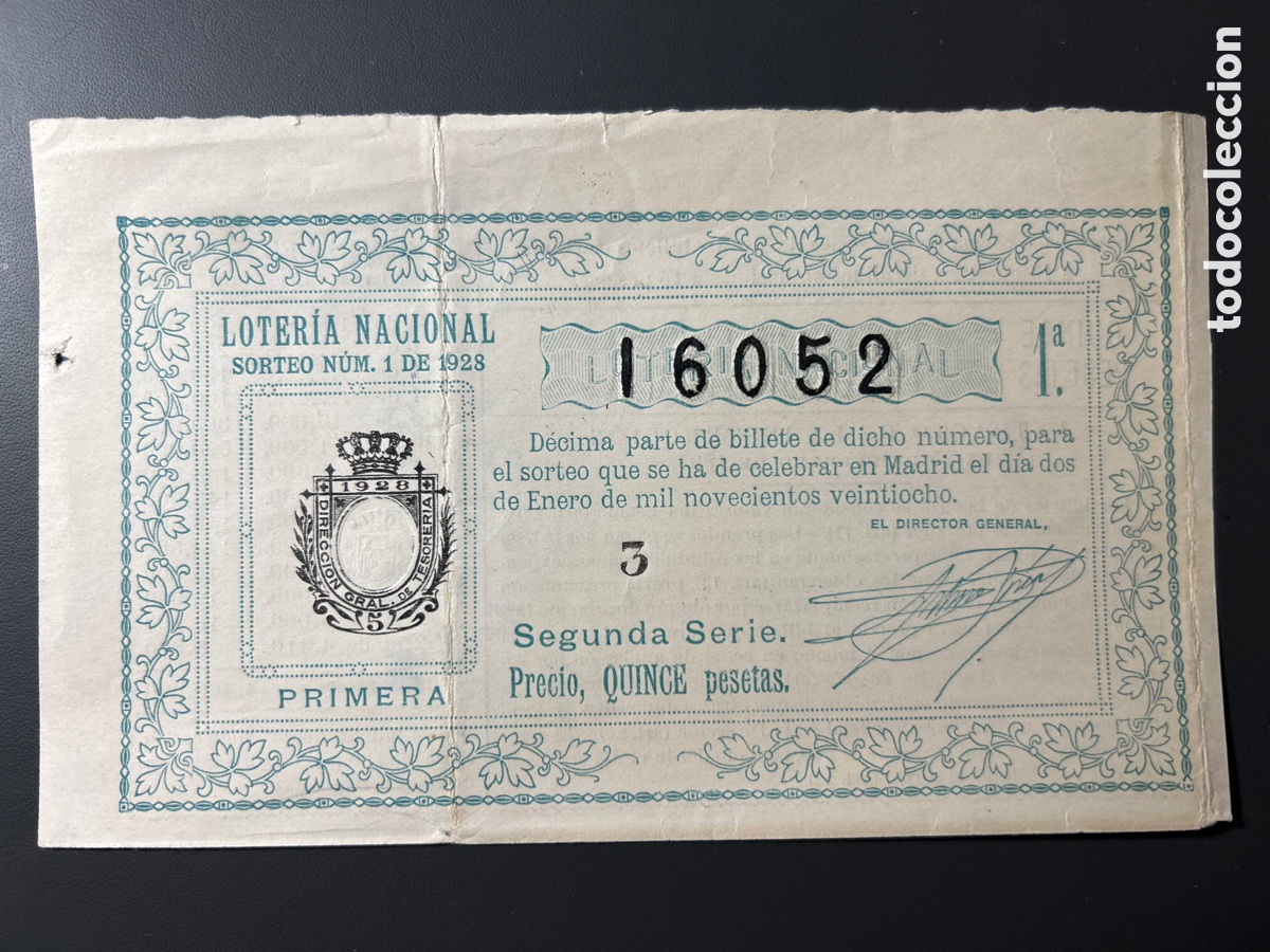 Cupones ONCE: Loteria A&ntilde;o 1928 Sorteo 1 - Foto 1