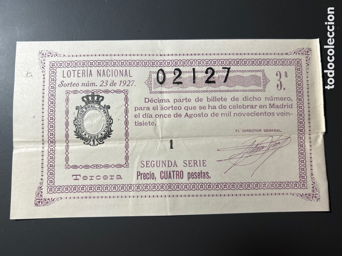 Cupones ONCE: Loteria A&ntilde;o 1927 Sorteo 23 - Foto 1