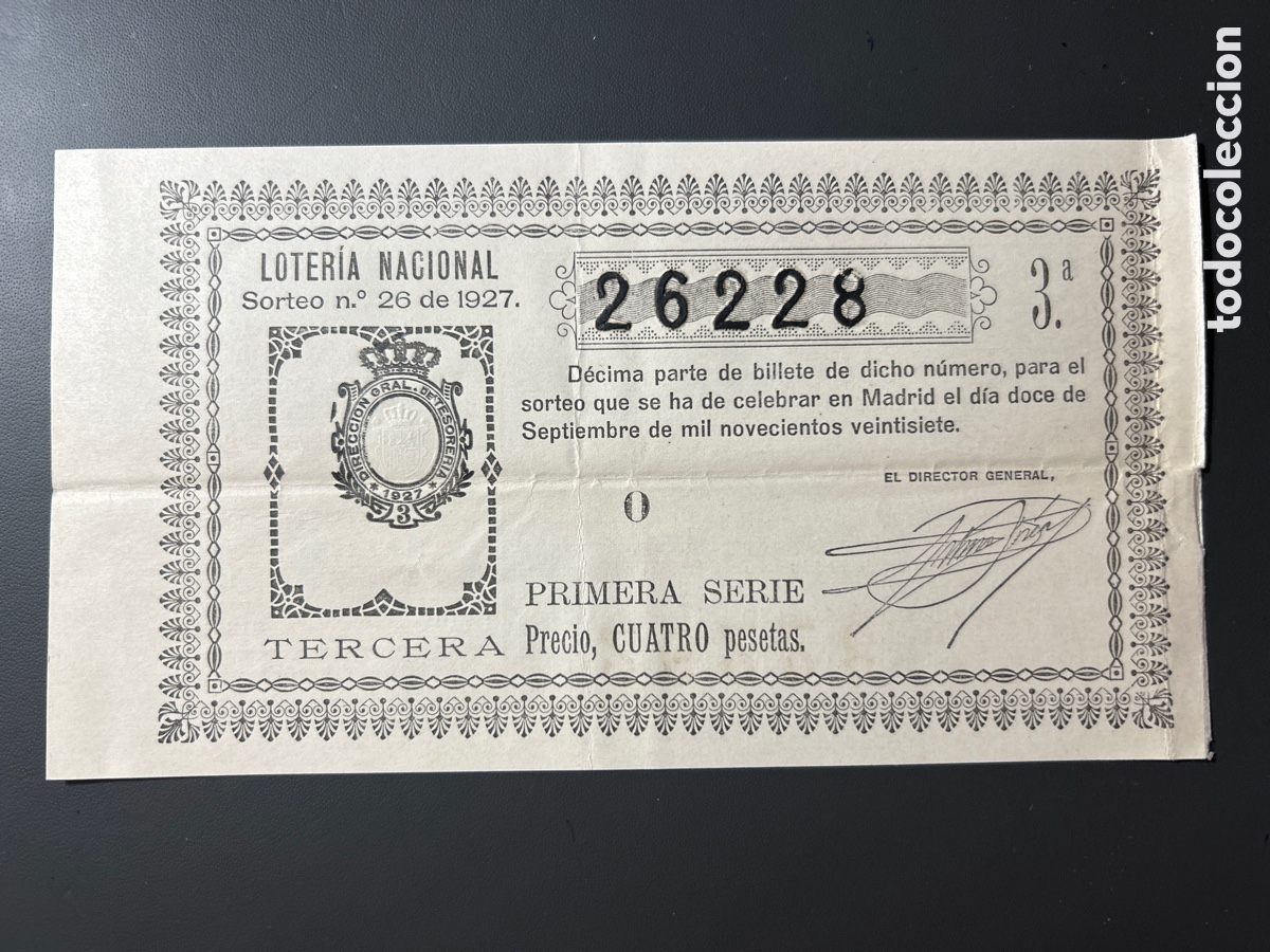 Cupones ONCE: Loteria A&ntilde;o 1927 Sorteo 26 - Foto 1