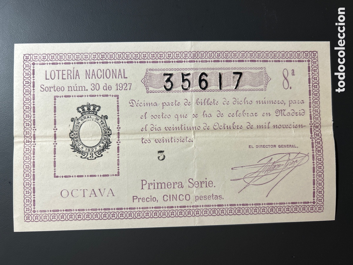 Cupones ONCE: Loteria A&ntilde;o 1927 Sorteo 30 - Foto 1